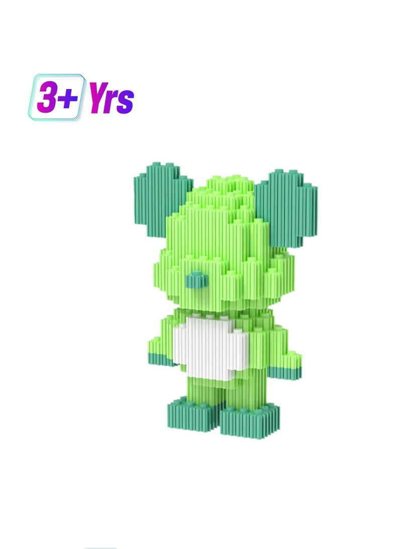 Miniature Small Particle Puzzle Building Blocks Gift Children's Educational Toy Puzzle (Standing Green Bear) - Image 1