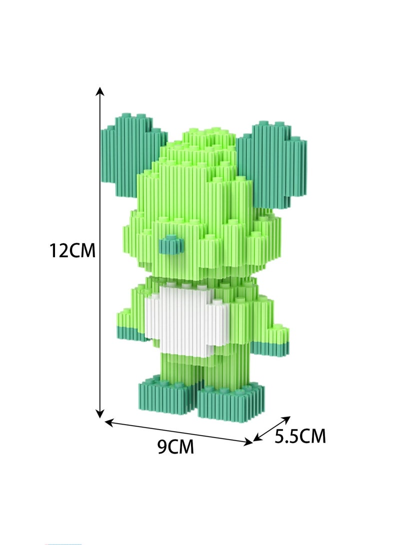 Miniature Small Particle Puzzle Building Blocks Gift Children's Educational Toy Puzzle (Standing Green Bear) - Image 2