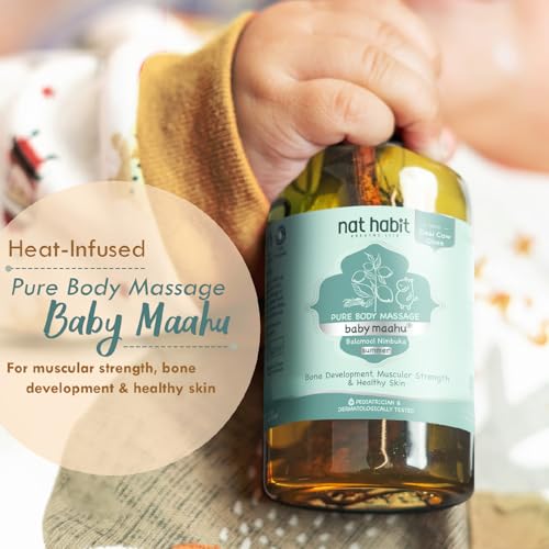 Nat Habit Baby Massage Oil Summer Maahu Balamool Nimbuka For Bone Development, Muscular Strength & Healthy Skin - Suitable For Ages 0 to 12 years - Zero Chemicals & Preservatives - 100ml - Image 2
