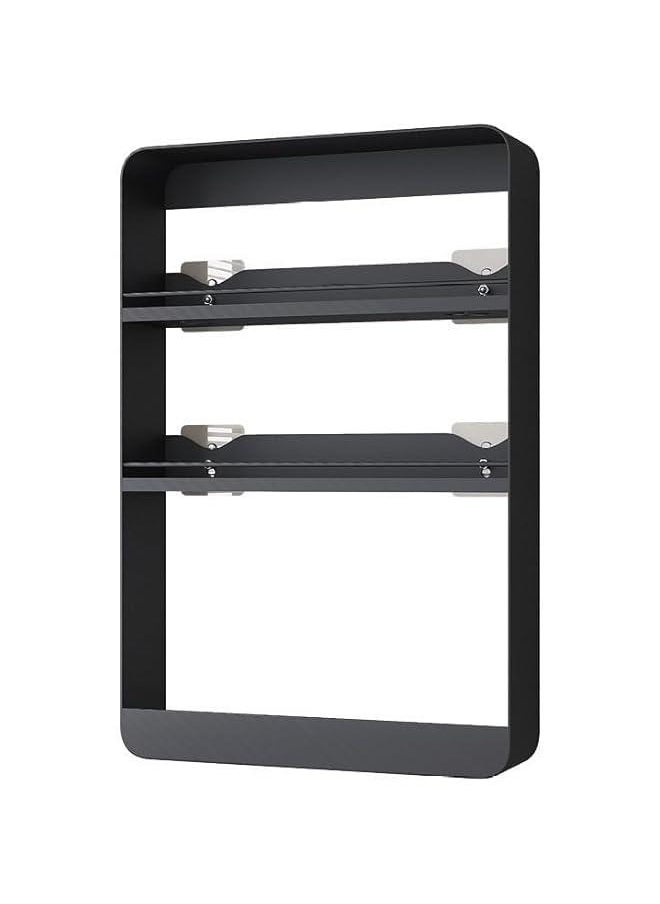 HOOKOR 3-Tier Wall Mounted Bathroom Storage Shelf, Over the Toilet Storage Rack, Large Capacity Floating Bathroom Organizer, No-Trace No Drilling Spice Rack Cosmetic Organiser for Bathroom (Black)  - Image 3