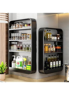 HOOKOR 3-Tier Wall Mounted Bathroom Storage Shelf, Over the Toilet Storage Rack, Large Capacity Floating Bathroom Organizer, No-Trace No Drilling Spice Rack Cosmetic Organiser for Bathroom (Black)  - Image 4