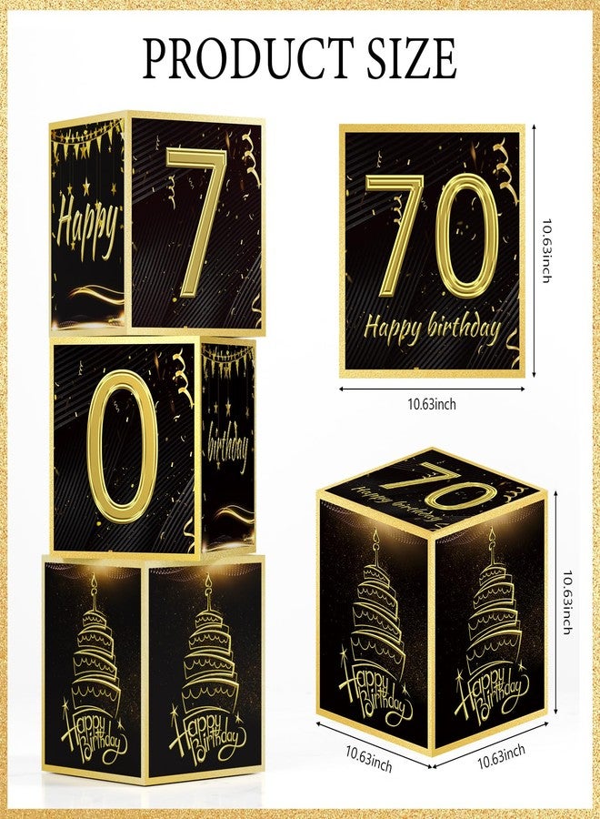 Sllyfo 70th Birthday Decorations for Men Women, Black Gold 70 Year Old Balloons Boxes Party Favors, 70 Balloons Happy Birthday Banner Kit, Tassel Curtain, 70 Year Old Balloon Boxes Box - Image 5