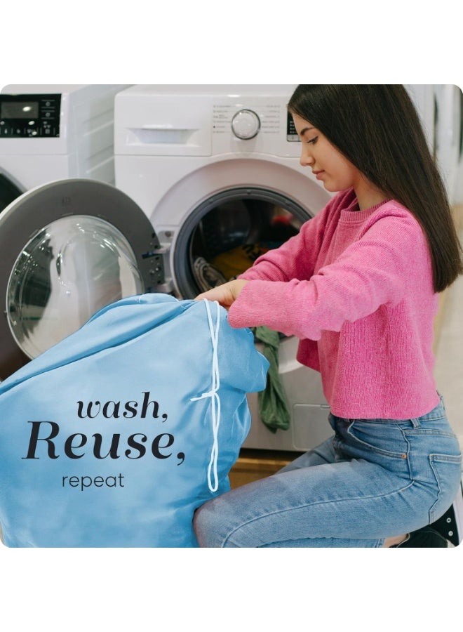 Handy Laundry Nylon XL Laundry Bag - Locking Drawstring Closure, Machine Washable, These Large Bags Will Fit a Laundry Basket and Strong Enough to Carry up to Two Loads of Clothes (Light Blue | 30" x 40") - Image 2