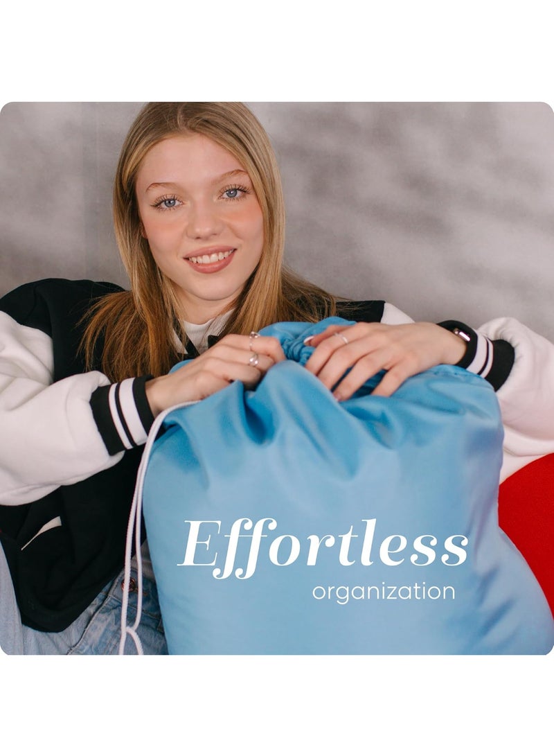 Handy Laundry Nylon XL Laundry Bag - Locking Drawstring Closure, Machine Washable, These Large Bags Will Fit a Laundry Basket and Strong Enough to Carry up to Two Loads of Clothes (Light Blue | 30" x 40") - Image 3