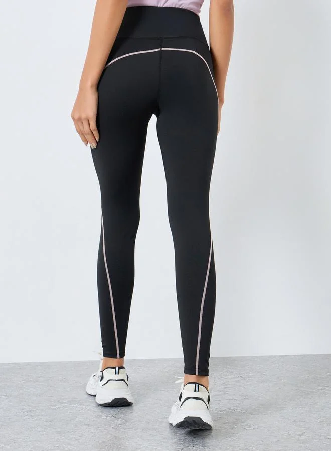 Styli Active Contrast Multi Colour Stitch Detail Leggings