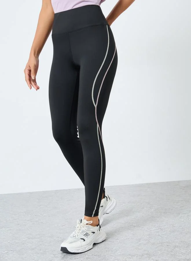 Styli Active Contrast Multi Colour Stitch Detail Leggings