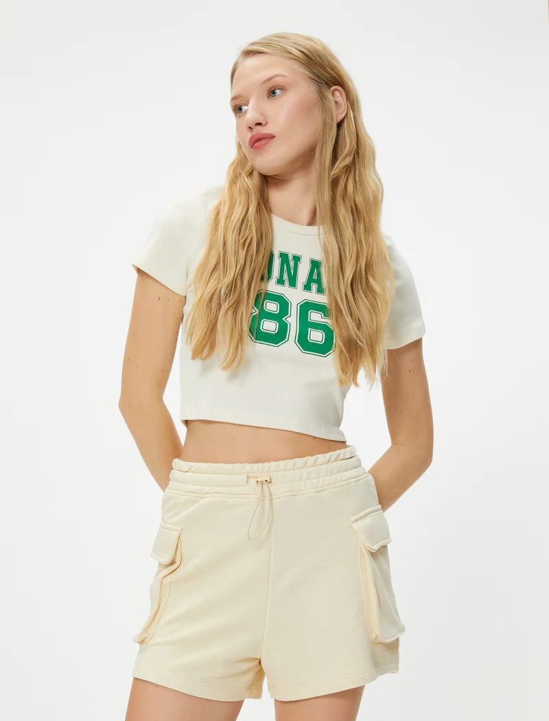 كوتون Cargo Shorts Pockets Elastic Waistband Relax Cut Cotton
