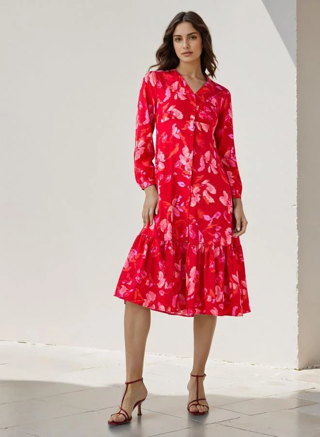 Splash FAV Floral Print A-line Women Dress with Pockets