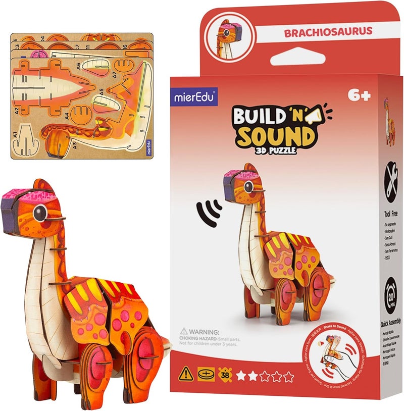 MierEdu Diverse requirement fit mierEdu - Soundwunder 3D Puzzle Brachiosaurus - Interactive 3D Puzzle with Sound Module - Educational Toy for Children from 6 Years, Easy to Assemble Multi-use upgraded craftsmanship - Image 1