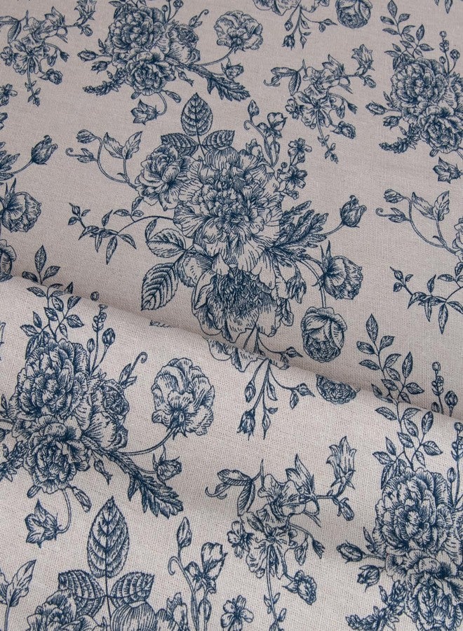 LOVOUS Linen Fabric by The Yard - Upholstery Fabric by The Yards Floral Pattern Sewing Quilting Cloth 60 Inch Width for Chairs Sofas Tablecloth Curtains Reupholstery DIY Projects - 1 Yard - Image 2