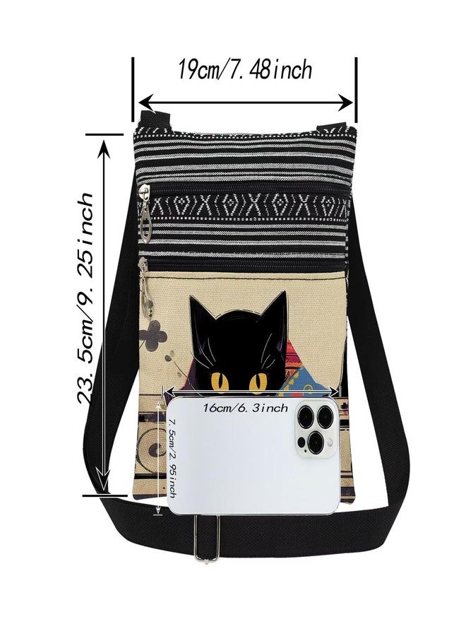 XiaoGalaee Cat Print Crossbody Bag Black Feline with Multi-Color Messenger Bag Adjustable Shoulder Strap Unique Gift for Art-Loving Sister​​ Travel Stylish Adult Purse Cat Lovers Gift - Image 4