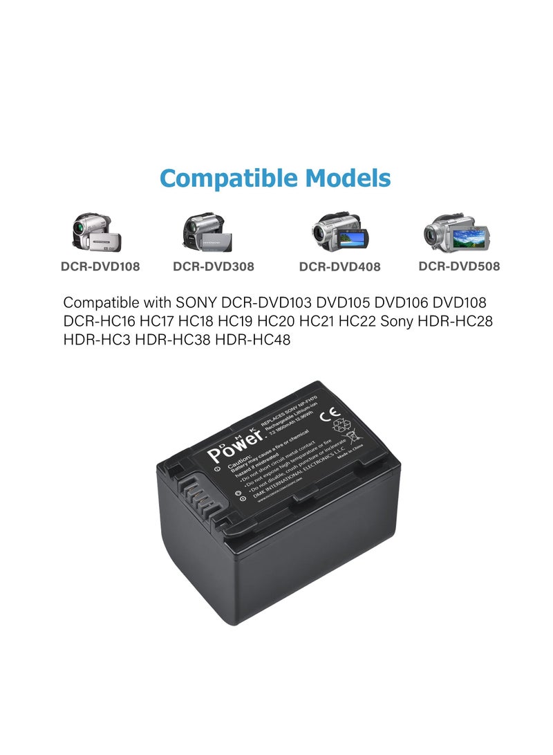DMK Power 2x NP-FH70 7.2V / 1800mAh Rechargeable Replacement Battery Compatible with Sony Cameras - Image 2