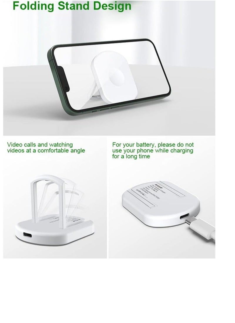 Wireless Fast Charger, 15W Max Fast Mag-Safe Charger, 3 in 1 Adjustable Angle Phone Wireless Magsafe Charging, Compatible with iPhone 15 14 13 12 Series Apple Watch AirPods, White
