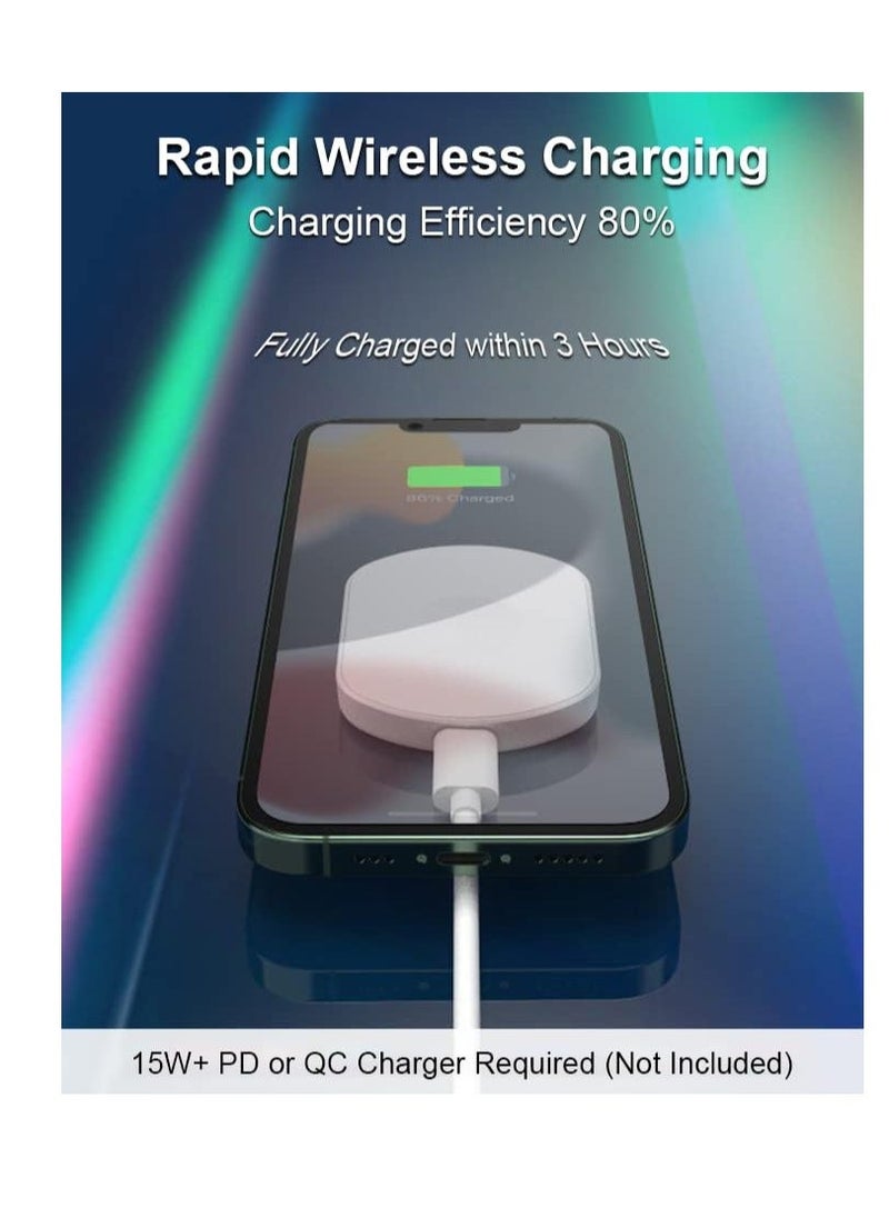 Wireless Fast Charger, 15W Max Fast Mag-Safe Charger, 3 in 1 Adjustable Angle Phone Wireless Magsafe Charging, Compatible with iPhone 15 14 13 12 Series Apple Watch AirPods, White
