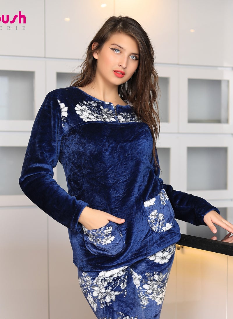 Dadoush Two-piece women's fur pajamas from Daadoush, two distinctive colors, made with love for a warm and elegant look  - Image 3