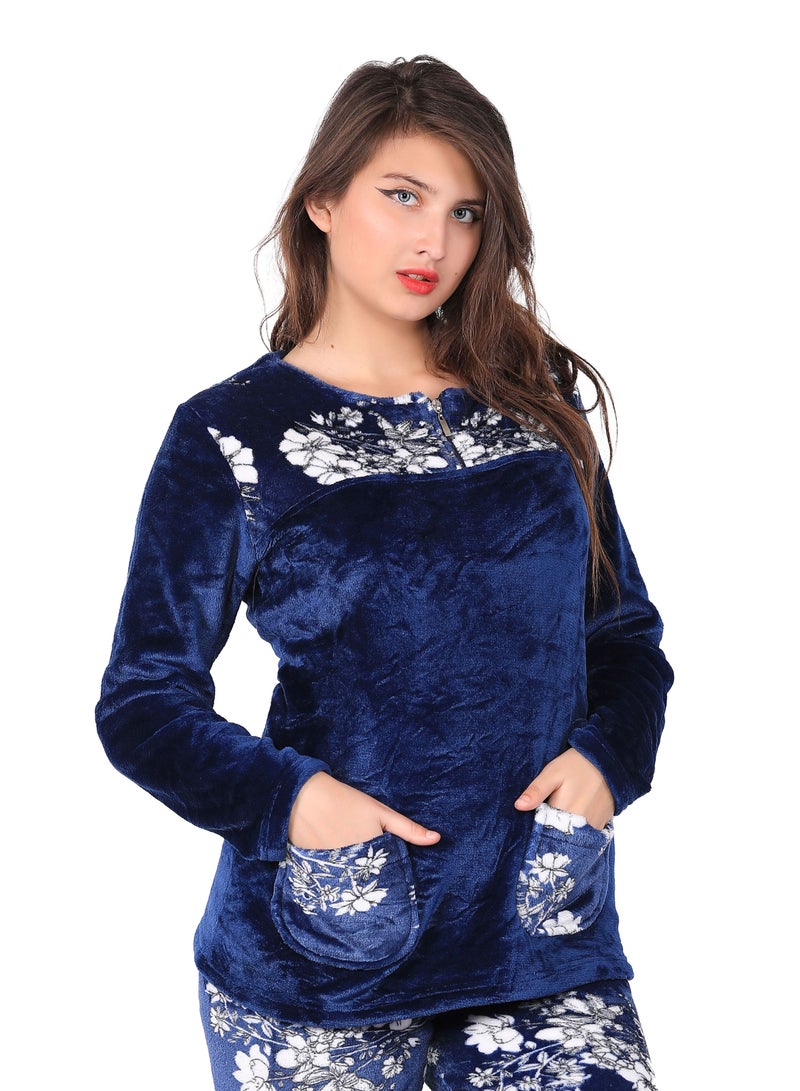 Dadoush Two-piece women's fur pajamas from Daadoush, two distinctive colors, made with love for a warm and elegant look  - Image 5