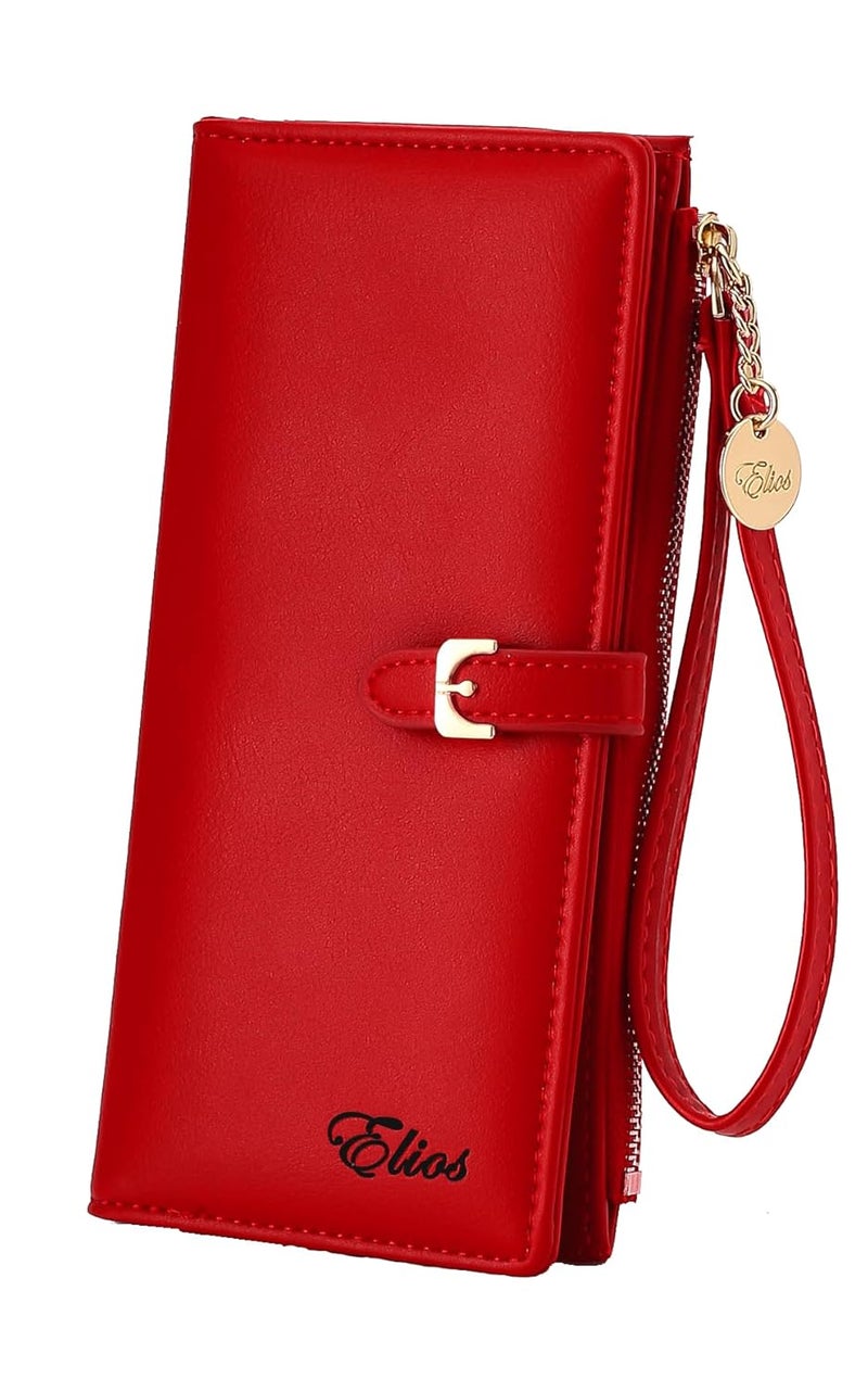 Elios Women Long Soft Leather Wallet Zip Purse Multifunction Organizer Card Holder Clutch with Phone Pocket - Image 1