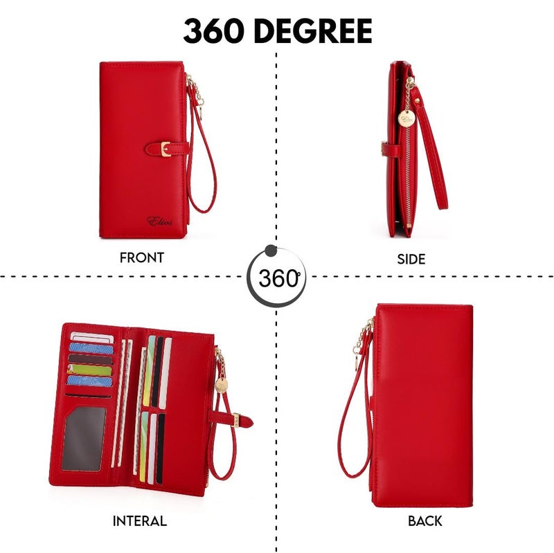 Elios Women Long Soft Leather Wallet Zip Purse Multifunction Organizer Card Holder Clutch with Phone Pocket - Image 5