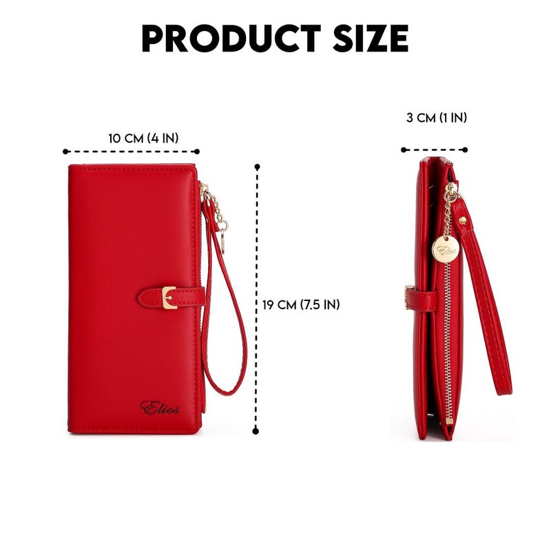 Elios Women Long Soft Leather Wallet Zip Purse Multifunction Organizer Card Holder Clutch with Phone Pocket - Image 2