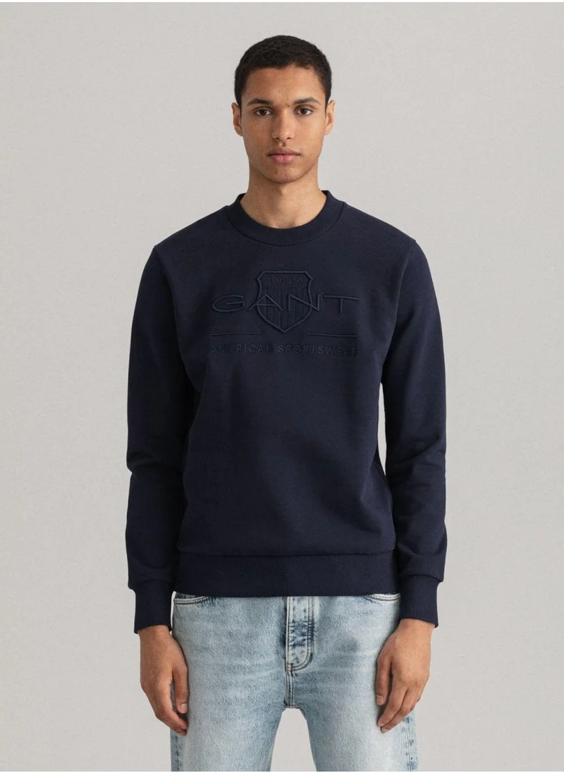 غانت Gant Tonal Shield Crew Neck Sweatshirt