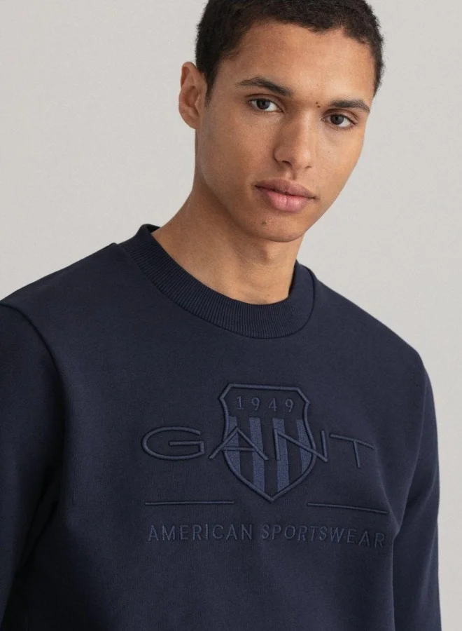 غانت Gant Tonal Shield Crew Neck Sweatshirt