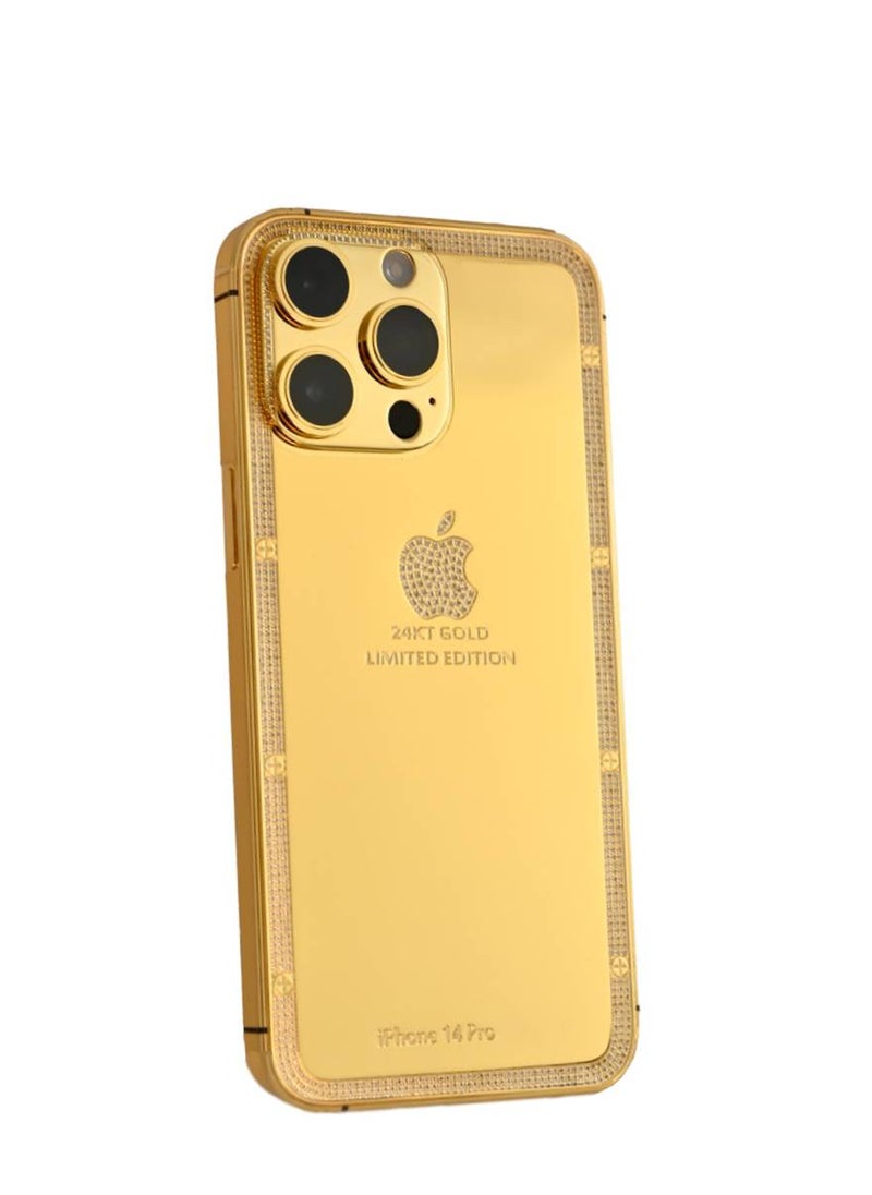 CAVIAR Caviar Luxury 24k Gold Plated Frame Customized iPhone 15 Pro 128 GB Gold Titanium Crystal Frame  - Image 1