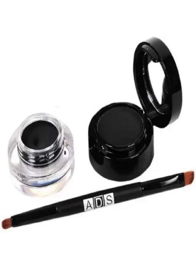 ADS Pro 2 In 1 Jet Black Waterproof Gel Kajal And Powder Cake (3+4) G = 7 G (Jet Black) Matte Finish - Image 2