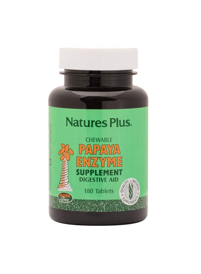 NaturesPlus إنزيم البابايا من ناتشرز بلس - 6 ملغ باباين - مكمل غذائي طبيعي للمساعدة في الهضم، يحتوي على الأميلاز والبروتياز - 180 قرص قابل للمضغ (180 حصة) - Image 1