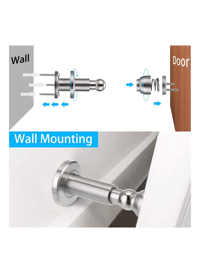 Zikra Sturdy Magnetic Door Stopper Adjustable Stainless Steel Stop with Hardware Wall Mounted Magnetism Metal Doorstop for Bedroom Bathroom Kitchen Home Office Silver - Image 4