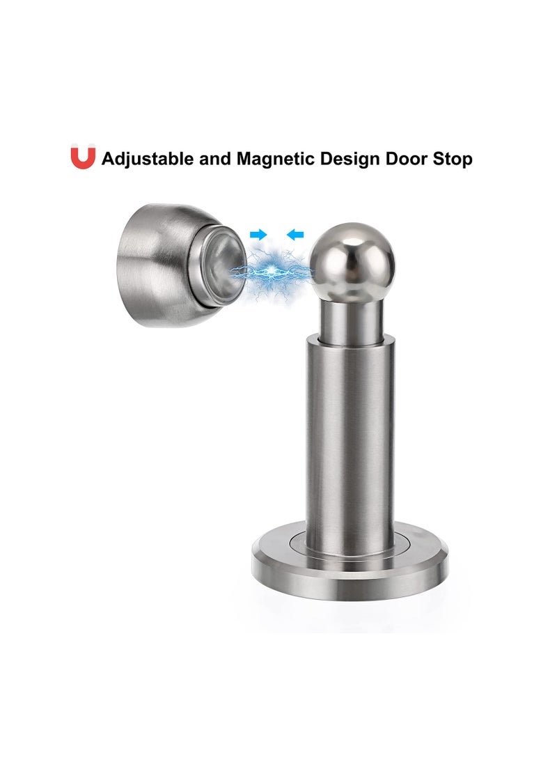 Zikra Sturdy Magnetic Door Stopper Adjustable Stainless Steel Stop with Hardware Wall Mounted Magnetism Metal Doorstop for Bedroom Bathroom Kitchen Home Office Silver - Image 5