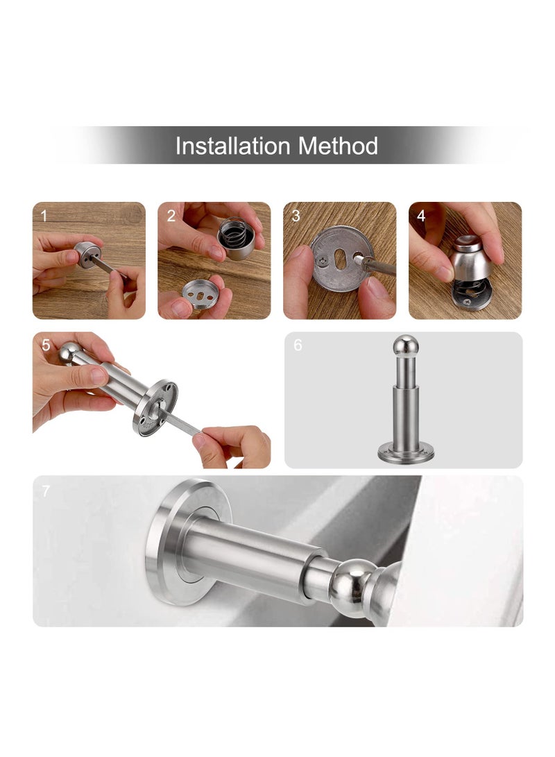 Zikra Sturdy Magnetic Door Stopper Adjustable Stainless Steel Stop with Hardware Wall Mounted Magnetism Metal Doorstop for Bedroom Bathroom Kitchen Home Office Silver - Image 3