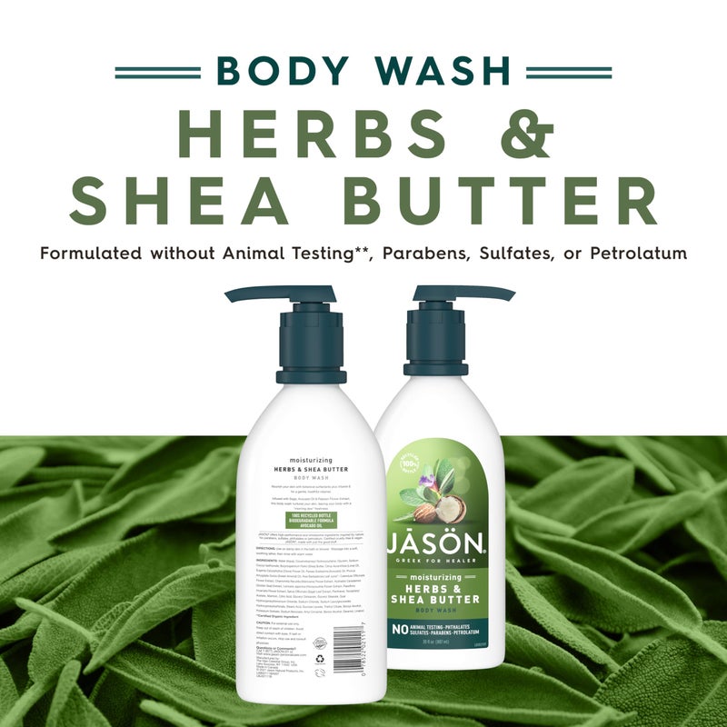 JASON Herbs and Shea Butter Moisturizing Body Wash, For a Gentle Feeling Clean, 30 Fluid Ounces - Image 2