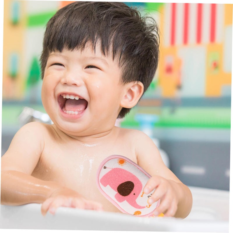3PCS Cotton Bath Pads For Newborns Soft Cartoon Elephant Pattern Shower Scrubber Towels Mixed Colors - Image 3