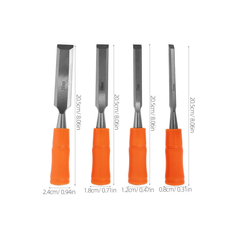 4Pcs Wood Chisels Set High Carbon Steel 8 12 18 24mm For Woodworking DIY Sculpture - Image 3
