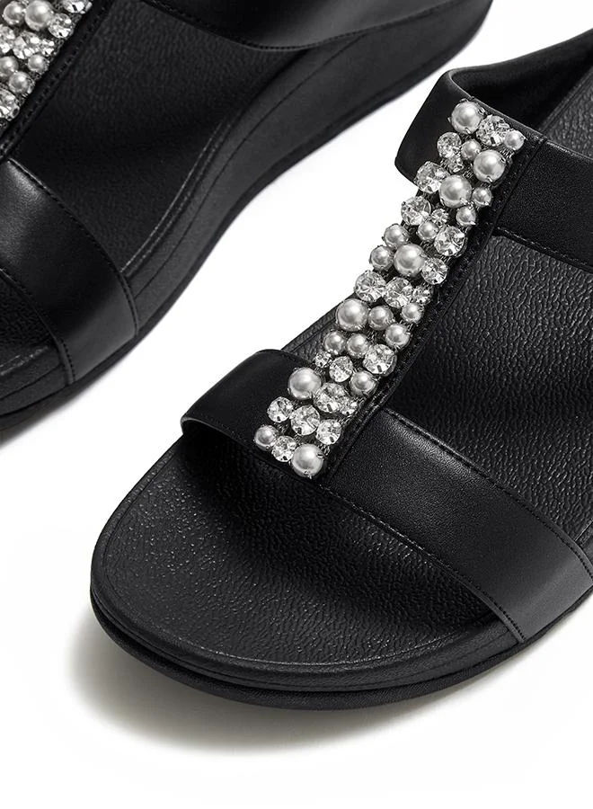 Fitflop FINO PEARLS-AND-CRYSTAL H-BAR SLIDES