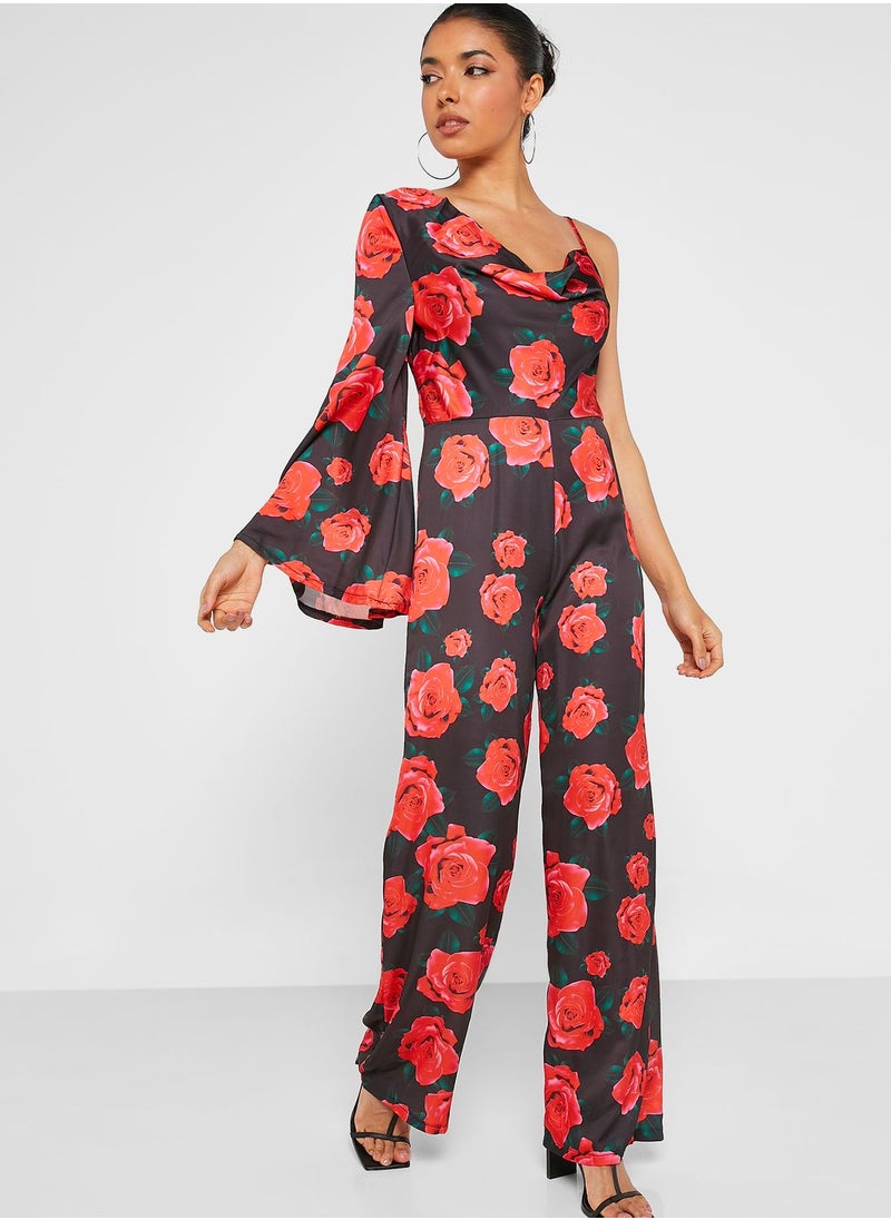 boohoo Floral Print Wide Leg Jumpsuit  - Image 1
