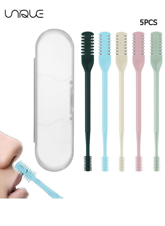 Unique 2-in-1 Nasal Hair Cutter, Nasal Hair Cutter, Upgraded Double Sided Nose Hair Knife, 360° Rotating Portable Manual Nose Hair Trimmer, Nose Hair Remover Tool for Women Men (5 Pcs)  - Image 1