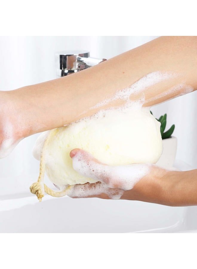 KECUCO 3 Pcs Bath Sponge for Women, Men, Teenager, Body Wash Sponges Loofah Body Scrubber, 3 Colors & Large Size Shower Pouf Cleaning Loofahs for Shower Exfoliating - Image 4