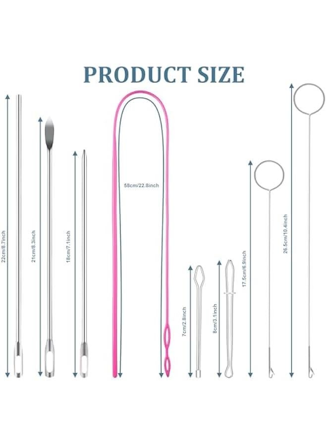 Arabest Drawstring Threader Tool Set, Stainless Steel Sewing Loop Turner Hooks with Latch, Flexible Drawstring Threader, Easy Rope Threader Clips for Jackets Coats Pants Hoodies Sweaters (8 Pack) - Image 2