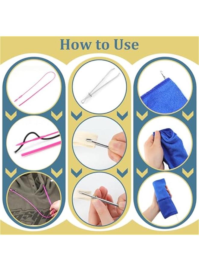 Arabest Drawstring Threader Tool Set, Stainless Steel Sewing Loop Turner Hooks with Latch, Flexible Drawstring Threader, Easy Rope Threader Clips for Jackets Coats Pants Hoodies Sweaters (8 Pack) - Image 3