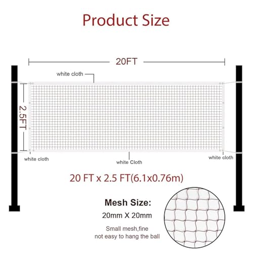 WNE Jaliwale Sports Nets Professional Badminton Net for Outdoor & Indoor Training, Practice, Tournament Net, Standard Size 20ft X 2.5ft with ss Wire (High Density Polyethylene (HDPE)) - Image 2