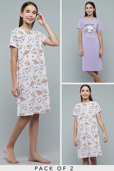 R&B 2 Pack Cinnamoroll Print Nightdresses
