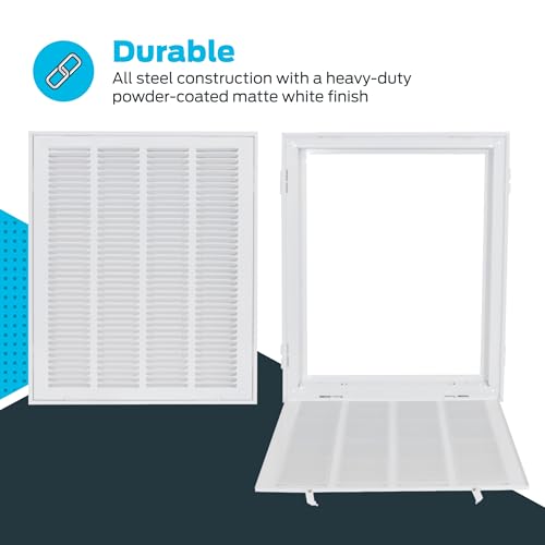 EZ-FLO 16 x 20 Inch (Duct Opening) Return Air Vent Cover for Wall or Ceiling, Solid Steel Return Air Filter Grille, HVAC Vent Cover, White, 61631 - Image 5