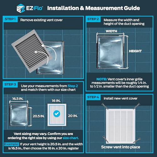EZ-FLO 16 x 20 Inch (Duct Opening) Return Air Vent Cover for Wall or Ceiling, Solid Steel Return Air Filter Grille, HVAC Vent Cover, White, 61631 - Image 3
