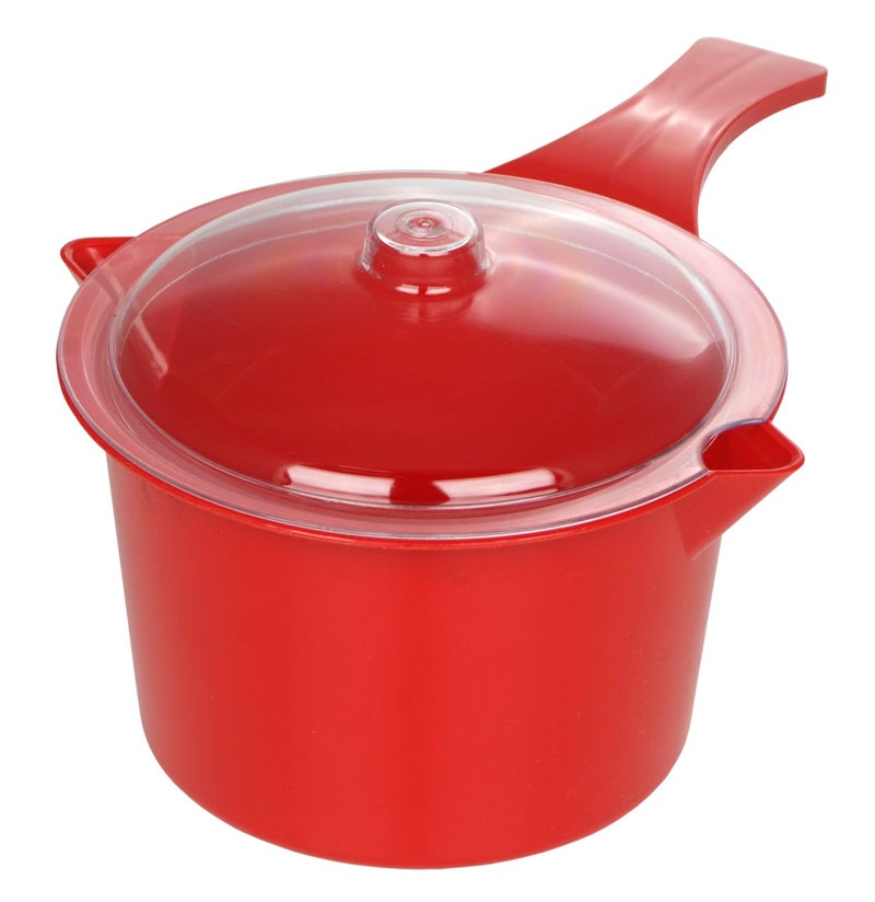 Microwave Safe Pot with Lid  Spout  Cooker  Steamer For Dorm College or Home  BPA Free Dishwasher Safe 29 oz935 ml 1red pot