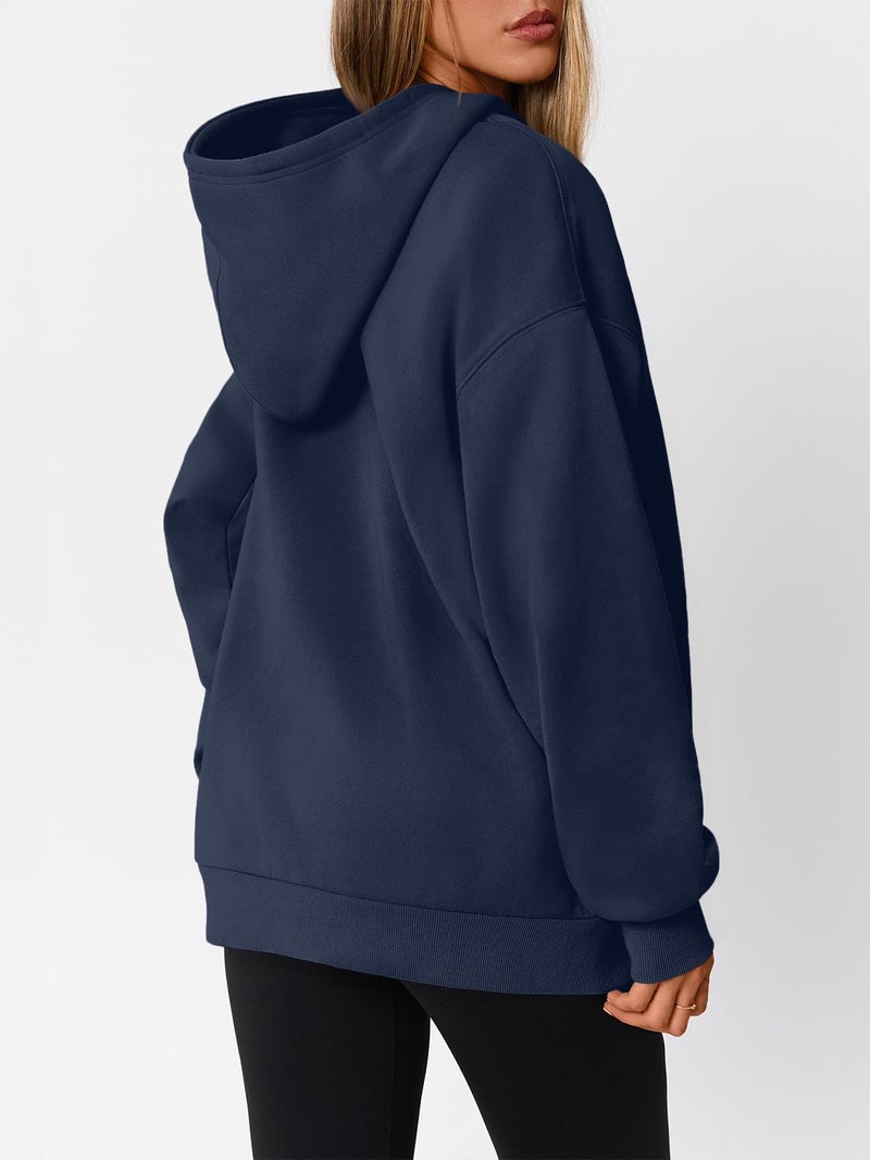 WYNNQUE Hoodies for Women Oversized Sweatshirts Fall Fashion Outfits 2026 Casual Sweaters Tops Fleece Plus Size Workout Comfy Winter Clothes DarkBlue XS - Image 4