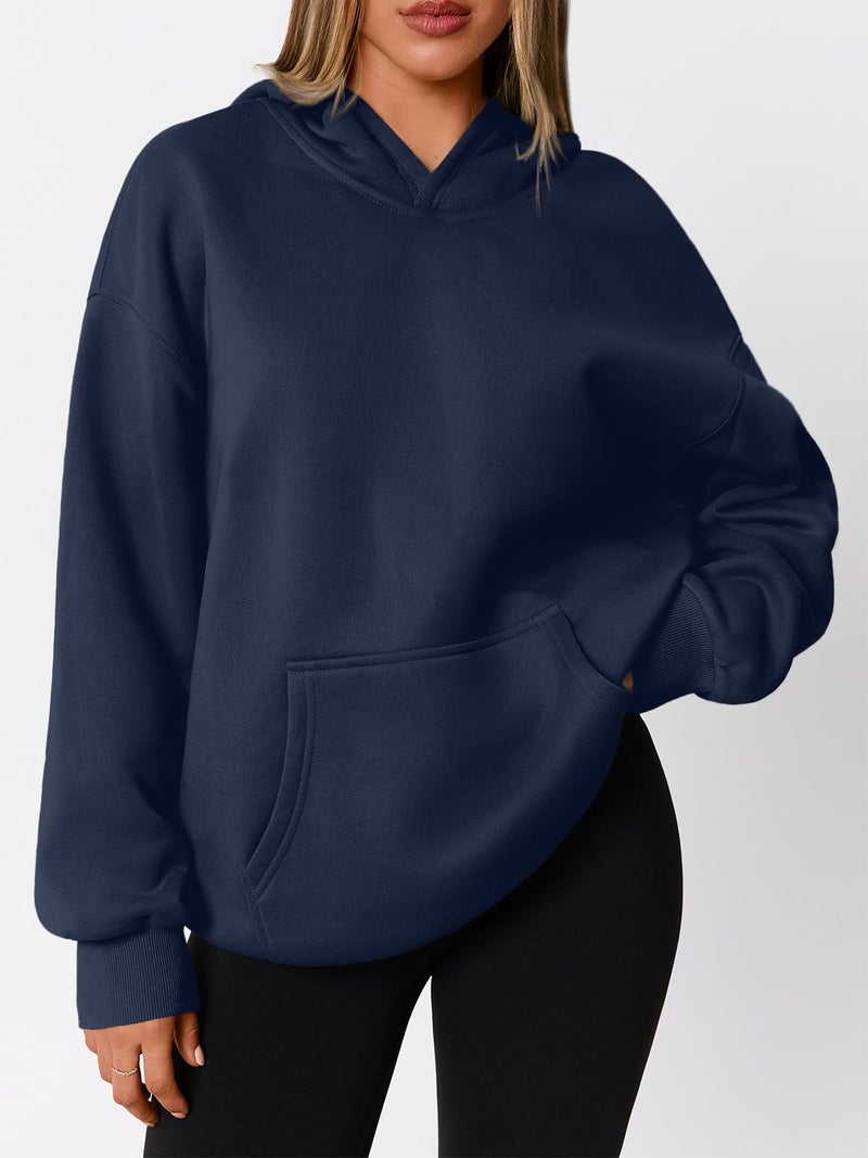 WYNNQUE Hoodies for Women Oversized Sweatshirts Fall Fashion Outfits 2026 Casual Sweaters Tops Fleece Plus Size Workout Comfy Winter Clothes DarkBlue XS - Image 2