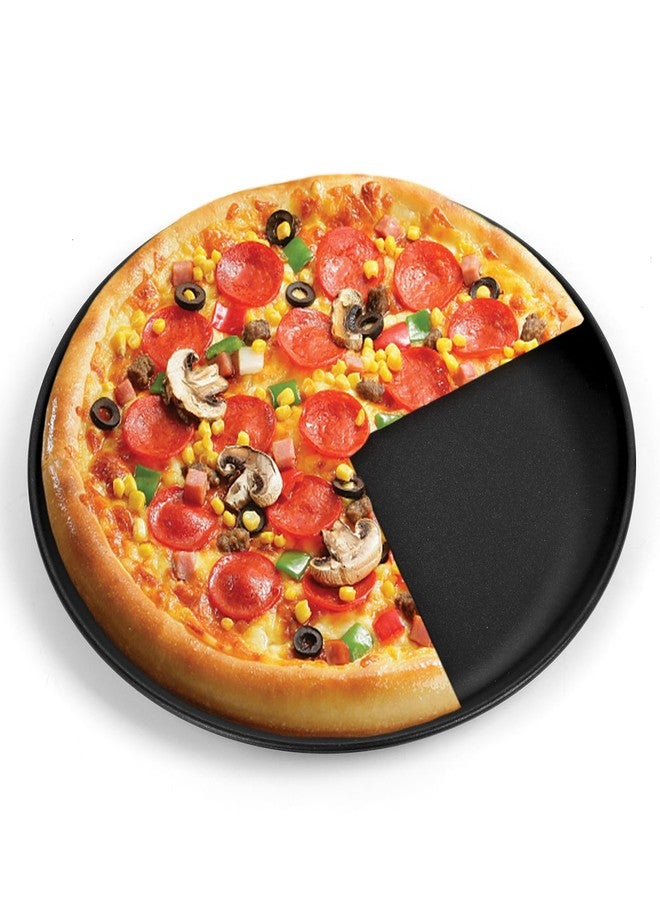 P&P CHEF Pizza Pan Bakeware for Home Kitchen, Stainless Steel Pizza Tray for Baking Pizza, Healthy & Reusable & Easy Clean, Oven & Freezer Safe, 12 Inch & Black - Image 1