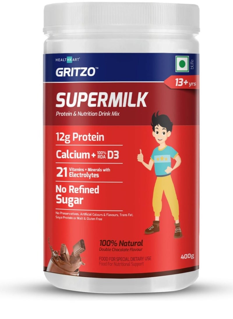 HEALTHKART - Daily Nutrition  13 Y Teen Athletes 12Gram Protein With Zero Refined Sugar Powder Double Chocolate 400Gram - Image 1
