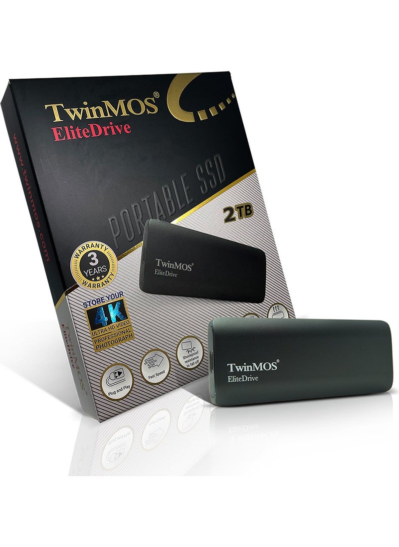 TwinMOS PSSD2TBMEDB 2TB USB 3.2 Type-C SSD - Black  - Image 3